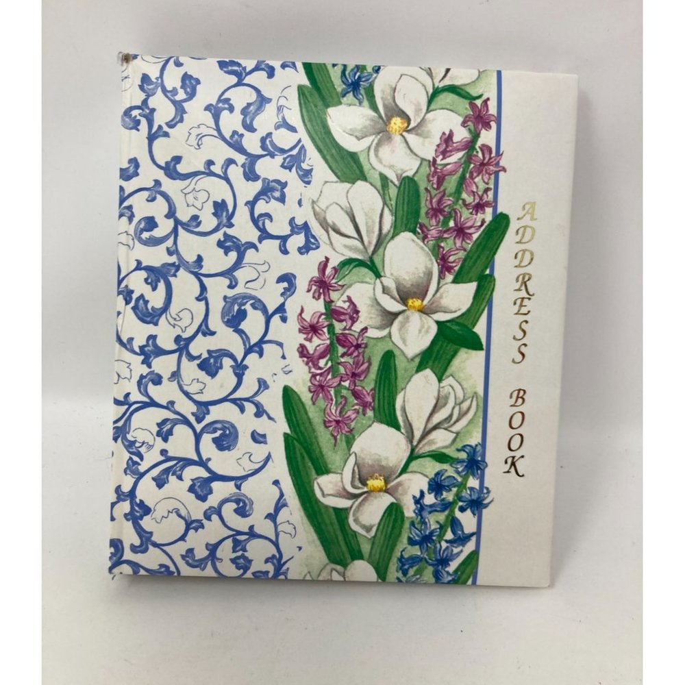 Vintage Address Book Metal Ring Binder Floral Cover
